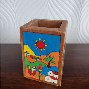 Vintage Latin American Folk Art Multifunctional Pen Holder